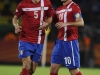 Nemanja Vidić i Dejan Stankovic tokom utakmice protiv Gane u Pretoriji