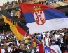 Navijaci masu srpske i nemacke zastava pre utakmice izmedju Srbije i Nemacke na stadionu Nelsone Mandele u Port Elizabet
