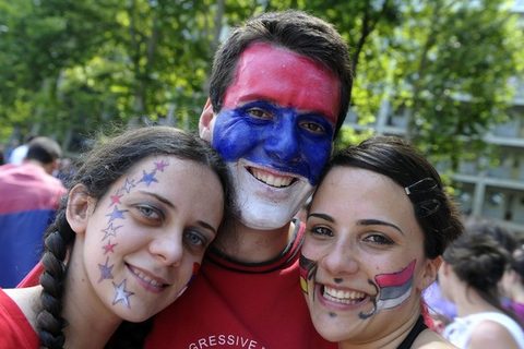 Srbija-Nemacka 1-0 - Slavlje navijaca