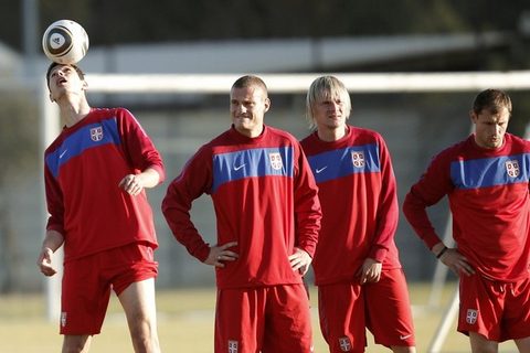 Branislav Ivanovic, Nemanja Vidic, Milos Krasic and Milan Jovanovic